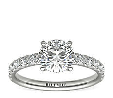Scalloped Pavé Diamond Engagement Ring in Platinum (3/8 ct. tw.)